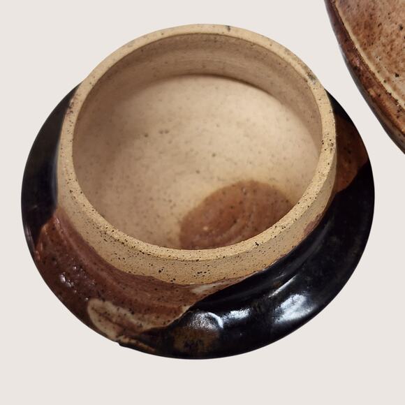 Handmade Studio Art Pottery Teapot Stoneware Glazed Signed Long Handle Brown 9" - Picture 12 of 16